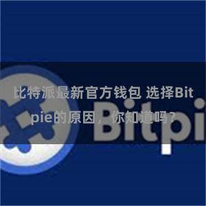 比特派最新官方钱包 选择Bitpie的原因，你知道吗？