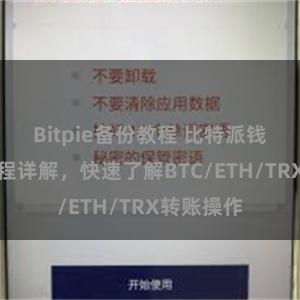 Bitpie备份教程 比特派钱包转账教程详解，快速了解BTC/ETH/TRX转账操作