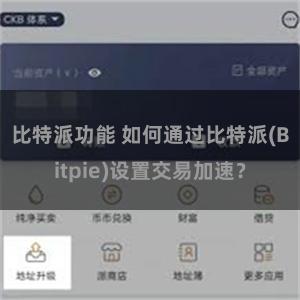 比特派功能 如何通过比特派(Bitpie)设置交易加速？