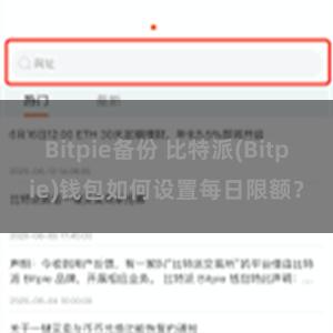 Bitpie备份 比特派(Bitpie)钱包如何设置每日限额？